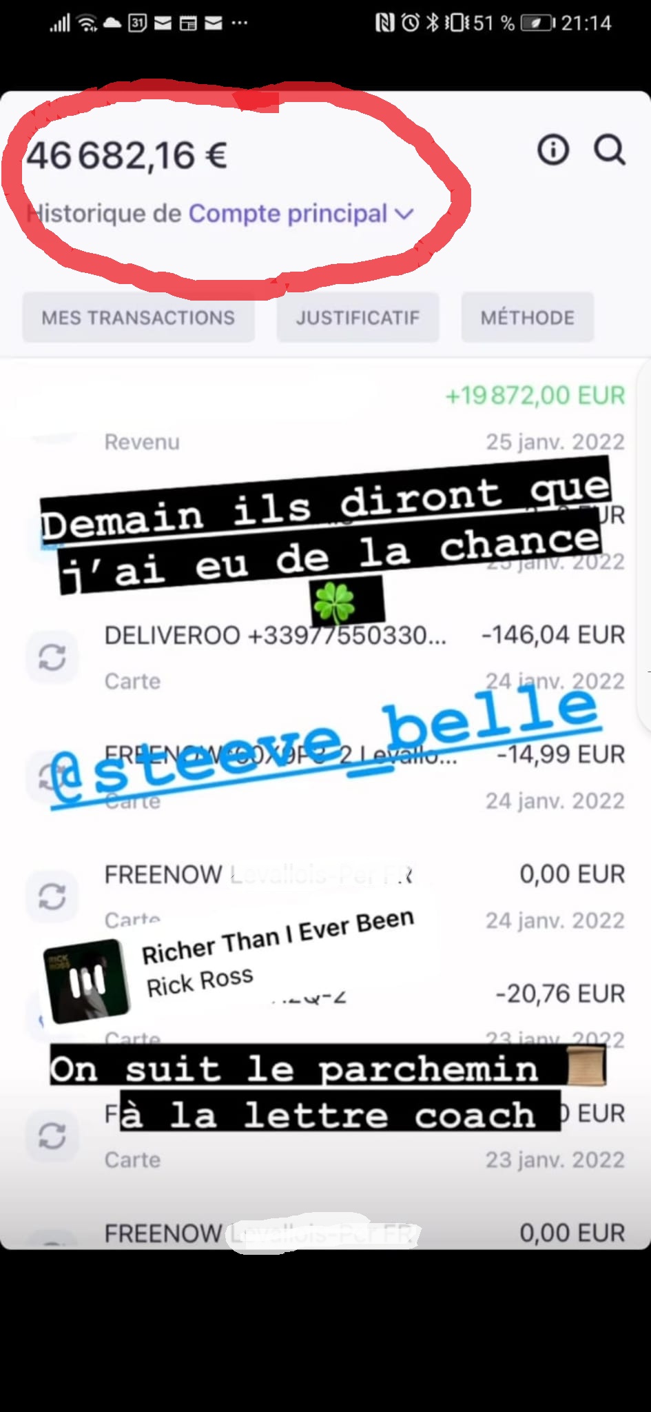 Preuve compte bancaire 46682€